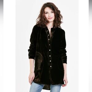 Dear John Women’s Hazel Button Front Tunic Shirt Mulch Velvet Relaxed Fit